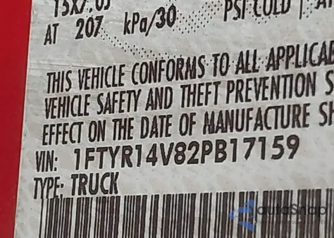 2002 Ford Ranger Edge/Tremor/Xl/Xlt z USA, uszkodzony, nr VIN 1FTYR14V82PB17159